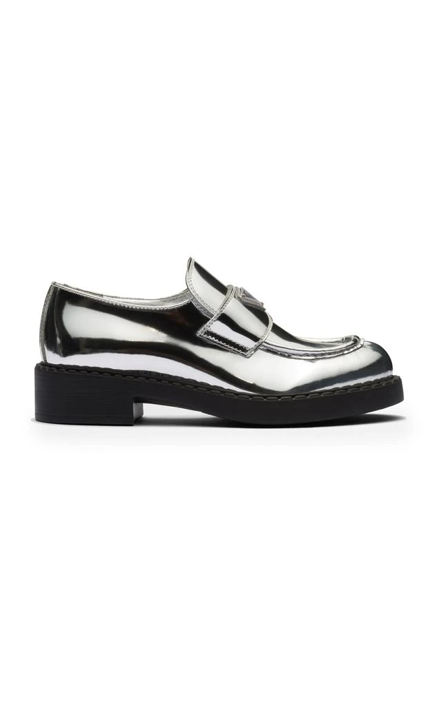 Prada Prada - Metallic Leather Loafers - Silver - IT 36.5 - Moda Operandi 1