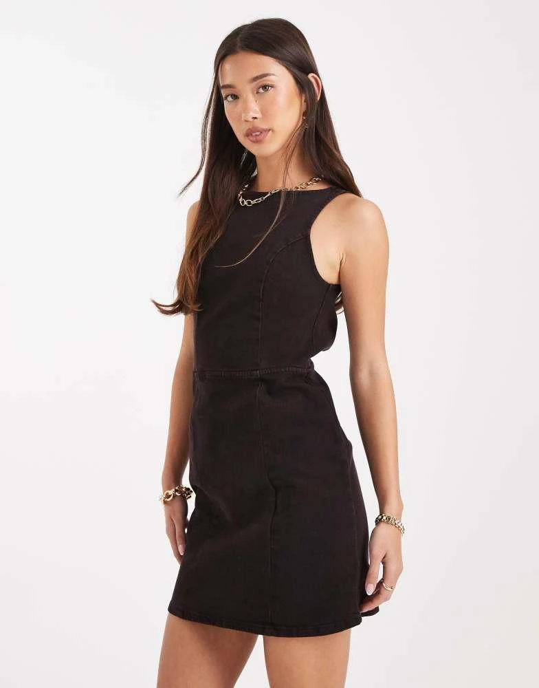 Shop ASOS DESIGN denim mini dress with cut out back detail in burgundy on  Sale at BeyondStyle  Get 25% Off ASOS DESIGN denim mini dress with cut out  back detail in