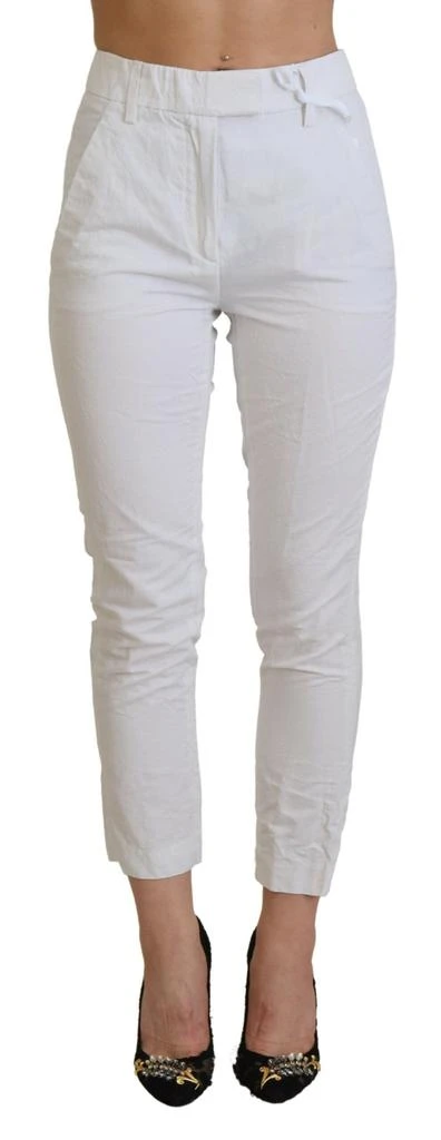DONDUP Dondup White High Waist Tapered Women Pants 1