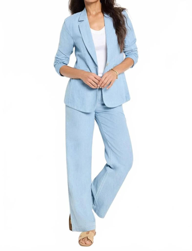 NIC+ZOE Denim Linen Blazer In Mid Wash