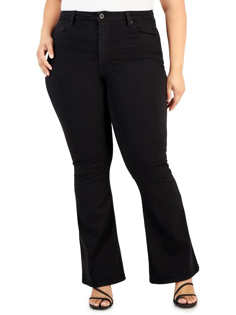 Celebrity Pink Plus Womens High Rise Knit Flare Jeans 1