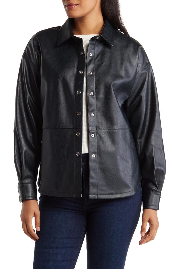 Wildfox Oversize Faux Leather Shirt Jacket