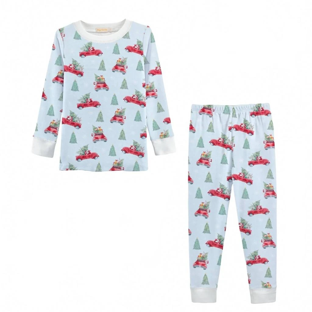 Baby Club Chic Boy
s Santa Is Coming Printed Kid Pajama Set In White