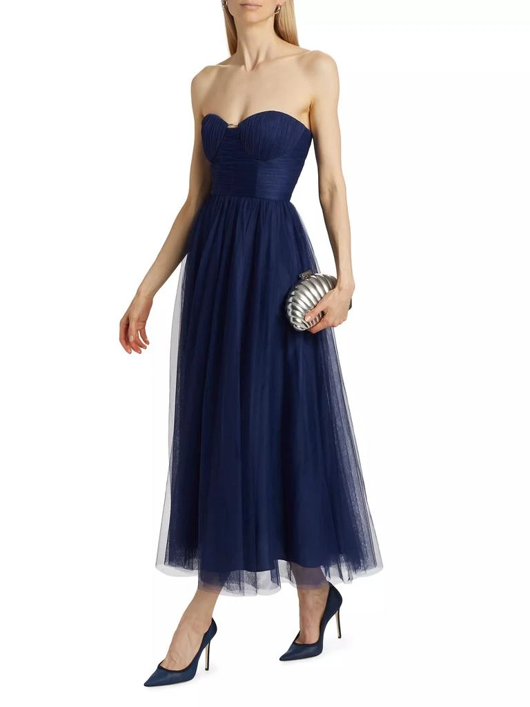Monique Lhuillier Liane Tulle Strapless Cocktail Dress 2