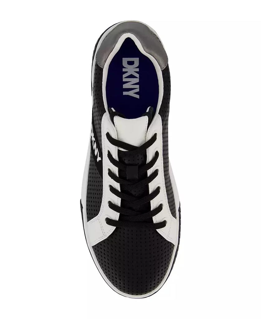 DKNY Men's Perforated Two-Tone Branded Sole Racer Toe Sneakers 4