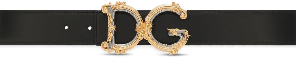 Dolce & Gabbana Leather belt with baroque DG logo - Belts