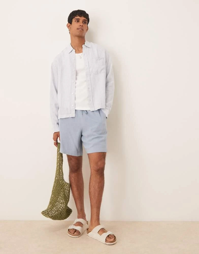 Abercrombie & Fitch Abercrombie & Fitch long sleeve linen shirt in blue stripe 2