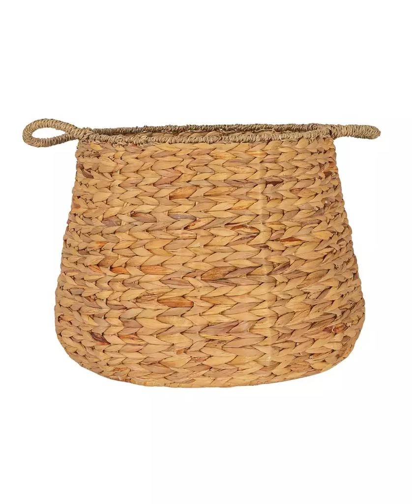 Household Essentials Round Handwoven Water Hyacinth and Seagrass Basket with Handles, Natural 3
