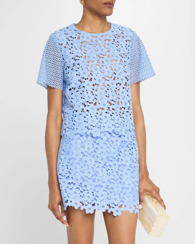 Milly Short-Sleeve Floral & Geometric Lace Top 4