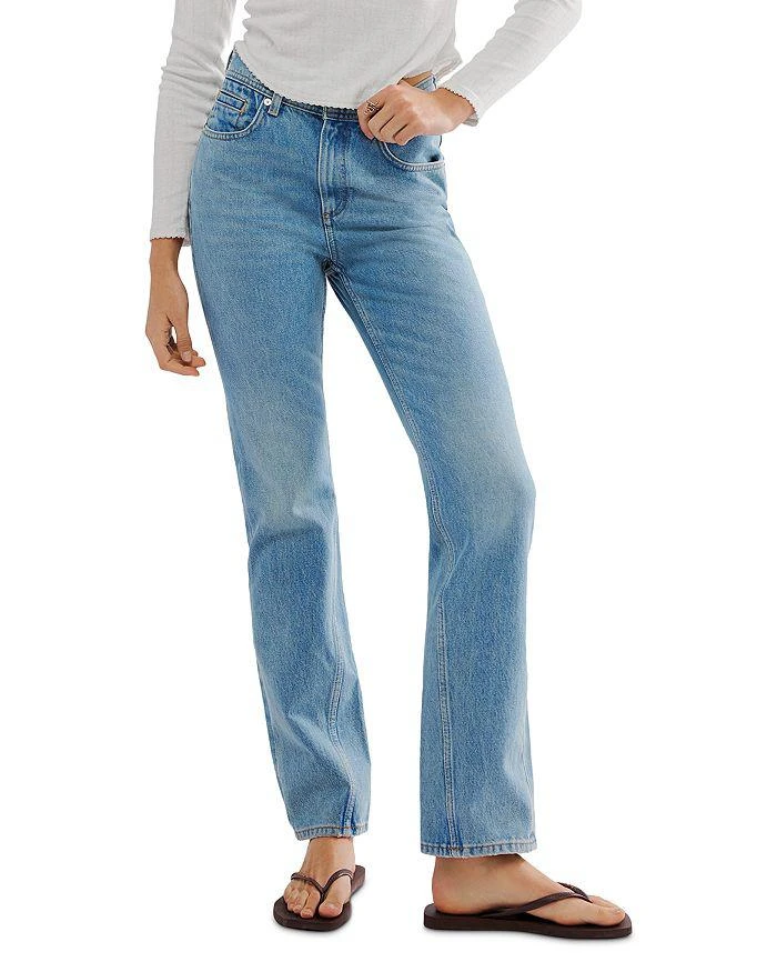 Free People We The Free Xena High Rise Slim Straight Jeans in Union Blue 1