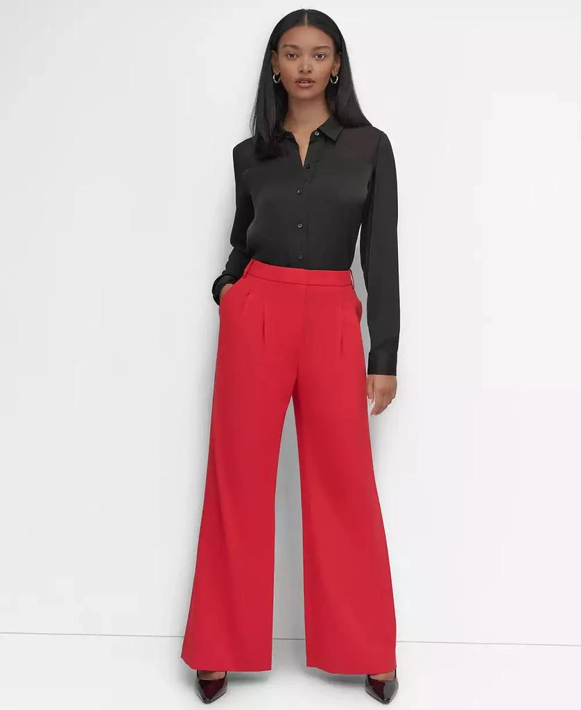 DKNY Women's High-Waisted Wide-Leg Pants 4