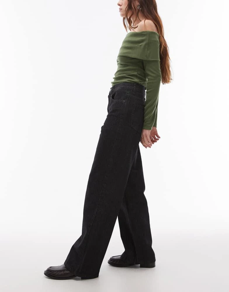 Topshop Topshop mid rise loose fit jean in black ecru 2