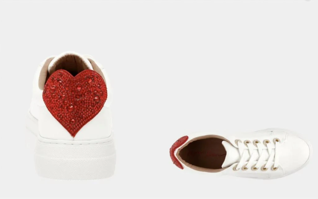 Betsey Johnson Presley Heart Sneakers In White/red 1