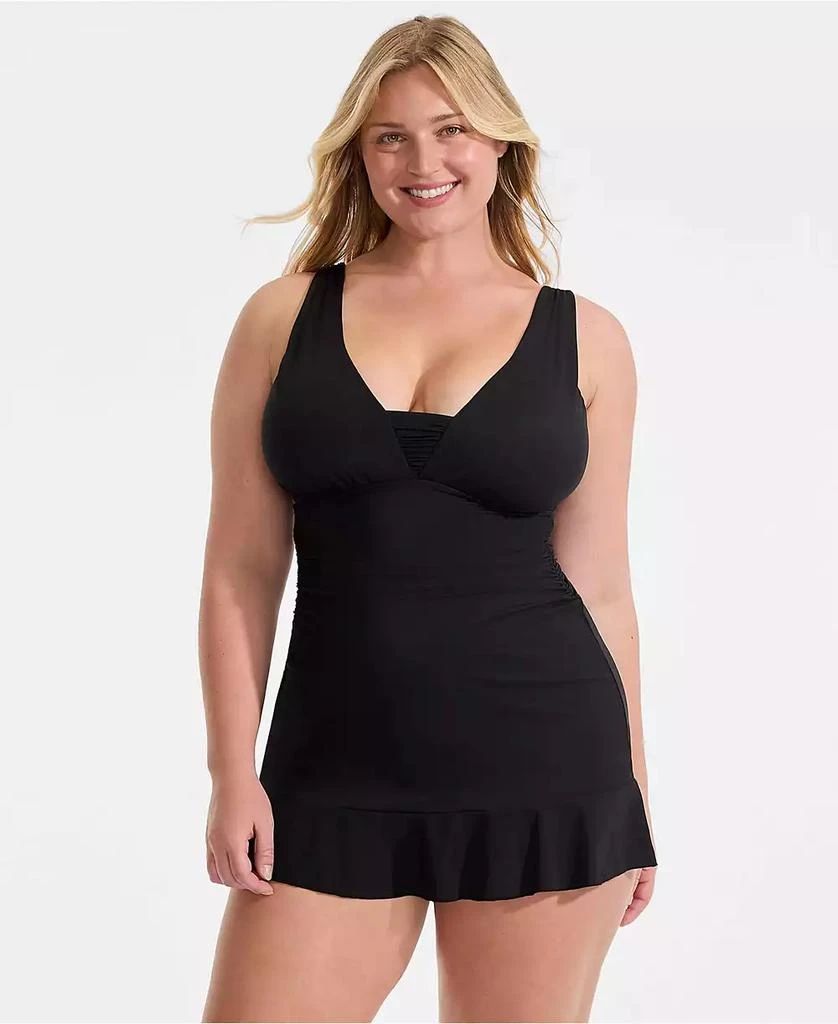 Lands
 End Women
s SlenderSuit Grecian Mini Swim Dress