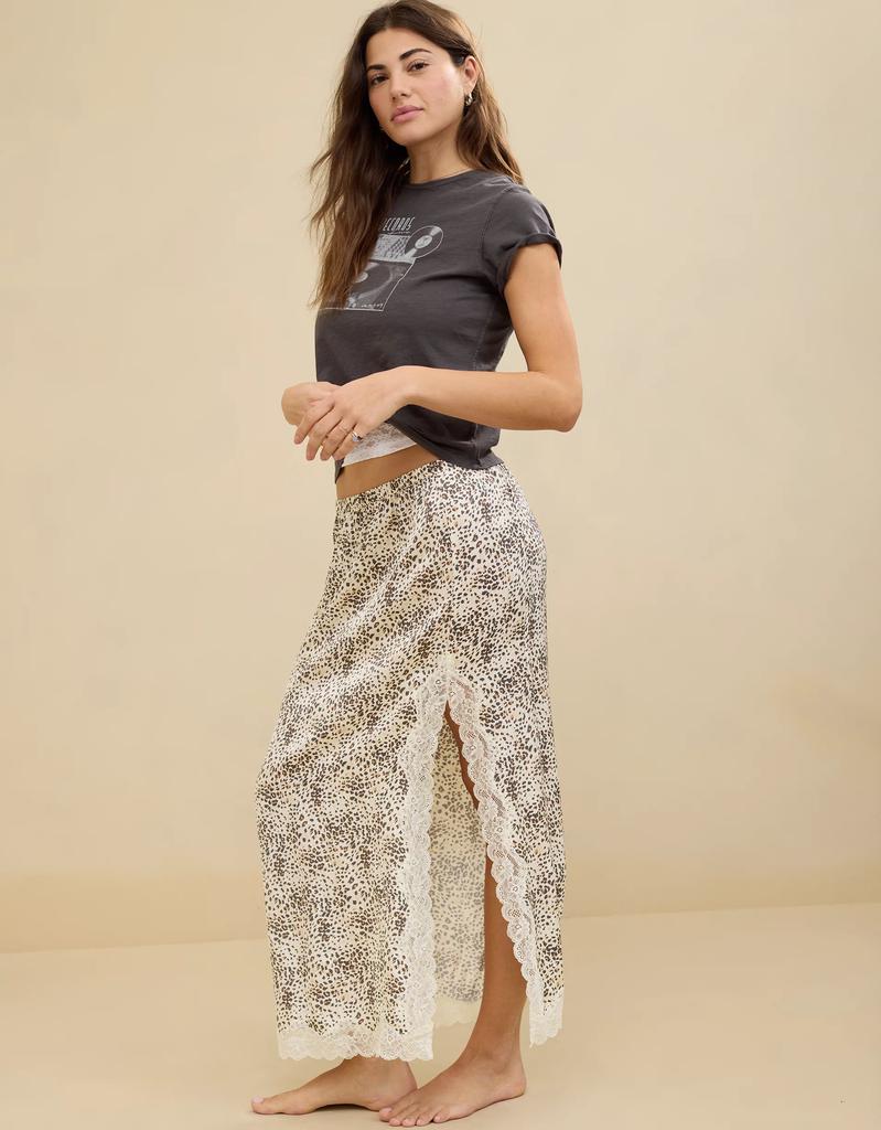 Aerie Aerie Satin Midi Skirt