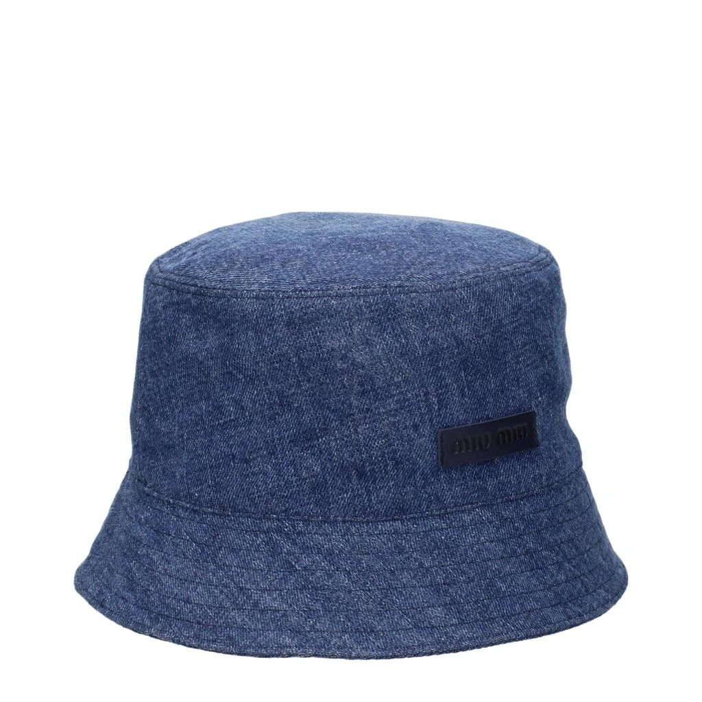 Miu Miu Soft Light Blue Bucket Hat - NWT ช้อป Miu Miu Drill Bucket Hat Sky Blue Whiteของแท้ที่ SASOM main image 4