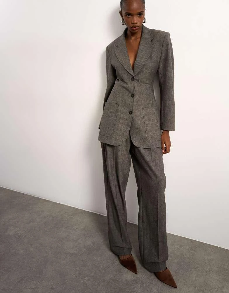 Topshop Tolu Coker x Topshop tailored trouser in taupe 3