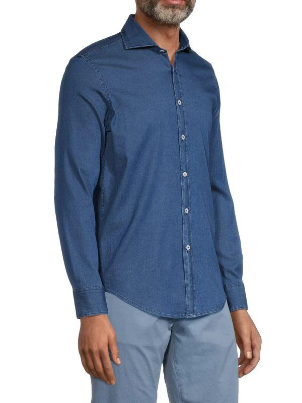 Canali Chambray Cotton & Linen Shirt 3
