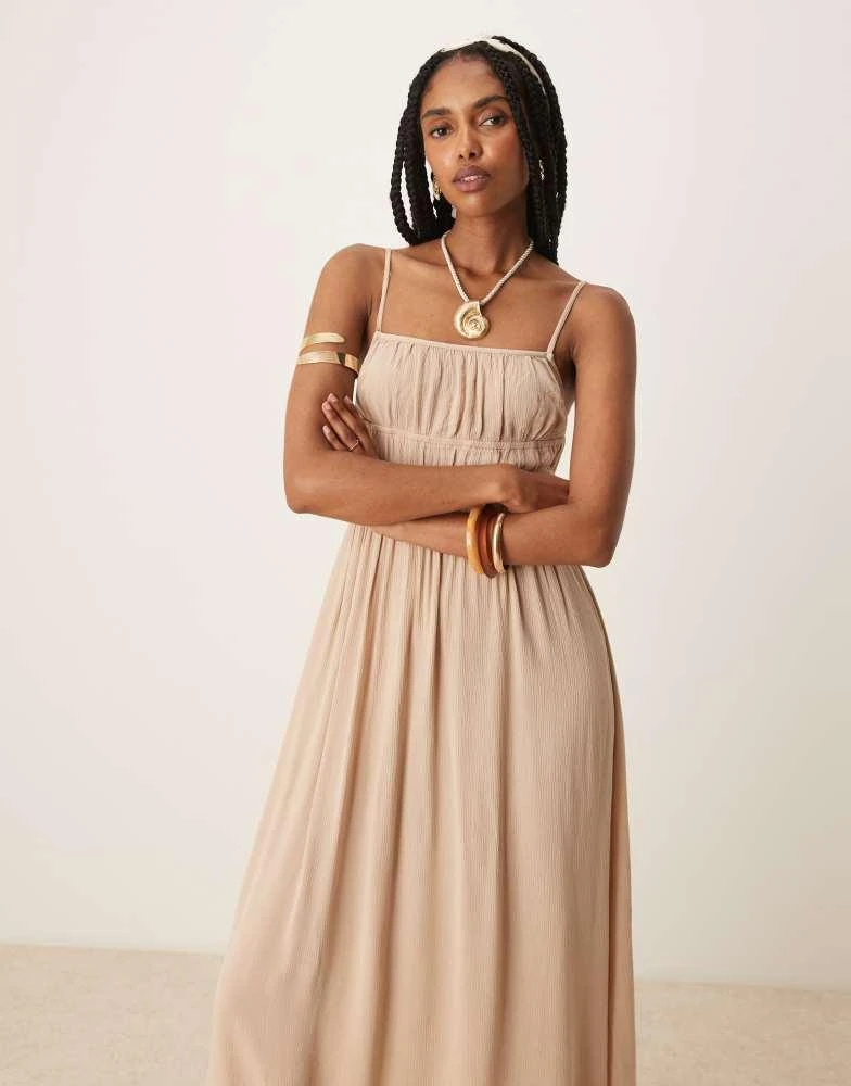 beige shirred dress - BEIGE - XS