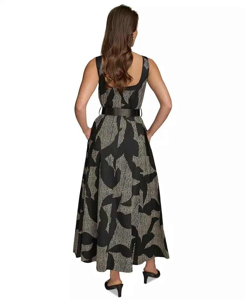 Donna Karan Women's Printed Square-Neck Belted Midi Dress 5