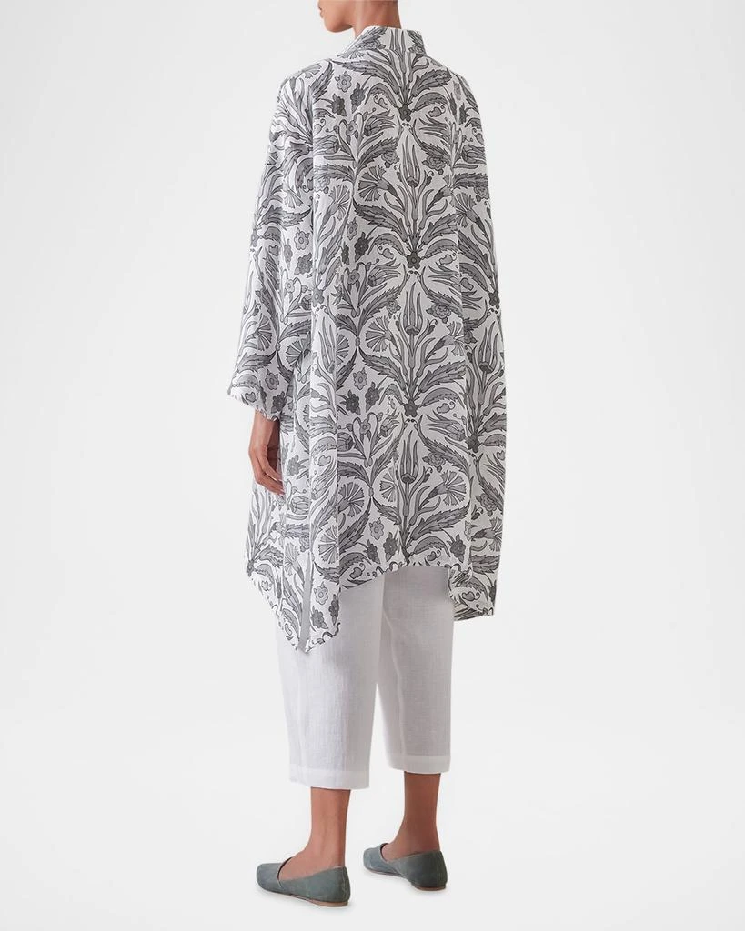 Eskandar Wide A-Line Collarless Shirt with Slits (Very Long) 3