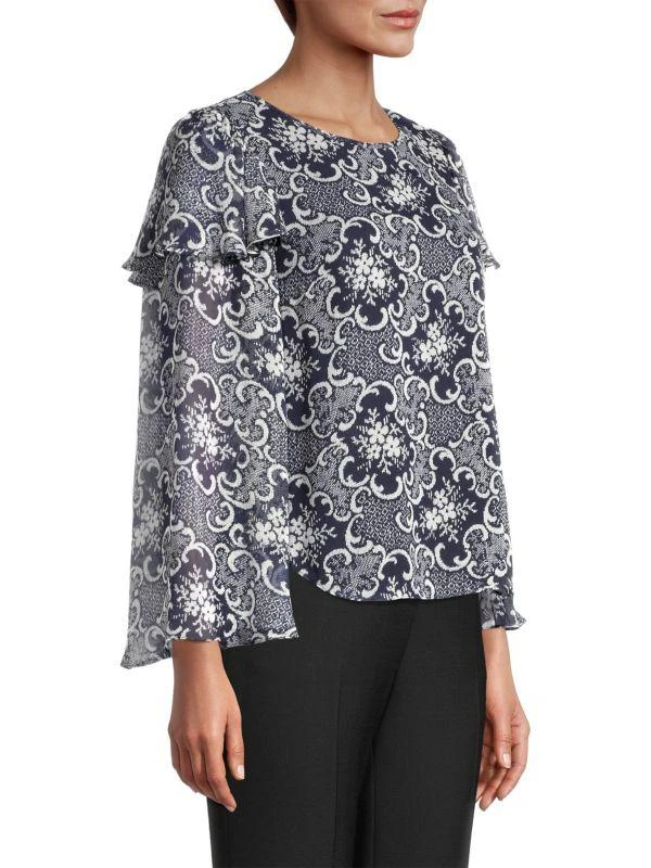 Rebecca Taylor Rochelle Fleur Ruffle Silk Chiffon Blouse 3