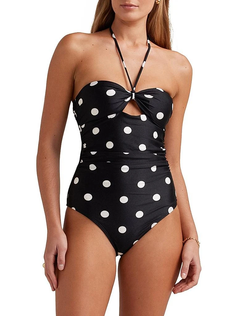 Peony Summer Polka Dot Halter One-Piece Swimsuit 2