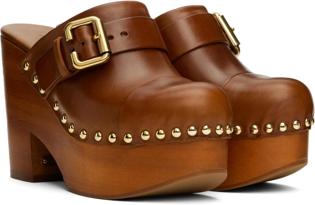 Chloé Brown Jeanette Wedge Mules 4