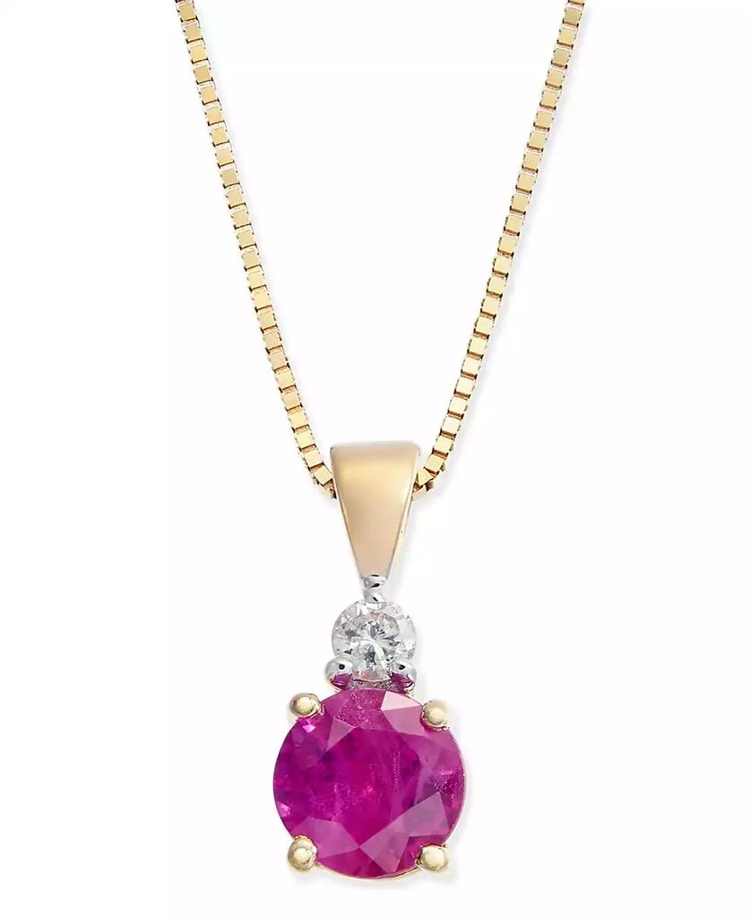 Macy's Ruby (1/2 ct. t.w.) and Diamond Accent Pendant Necklace in 14k Gold 1