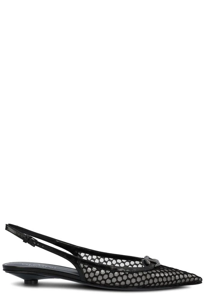 Valentino Valentino VLogo Plaque Mesh Slingback Pumps from Cettire