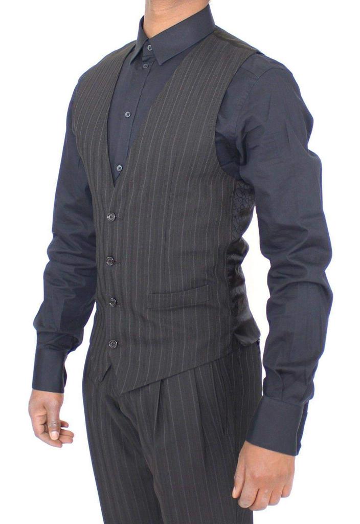 Dolce & Gabbana Dolce & Gabbana  Black Striped Stretch Dress Vest Gilet