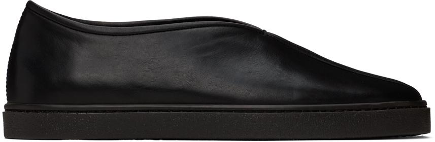 LEMAIRE Black Piped Slippers