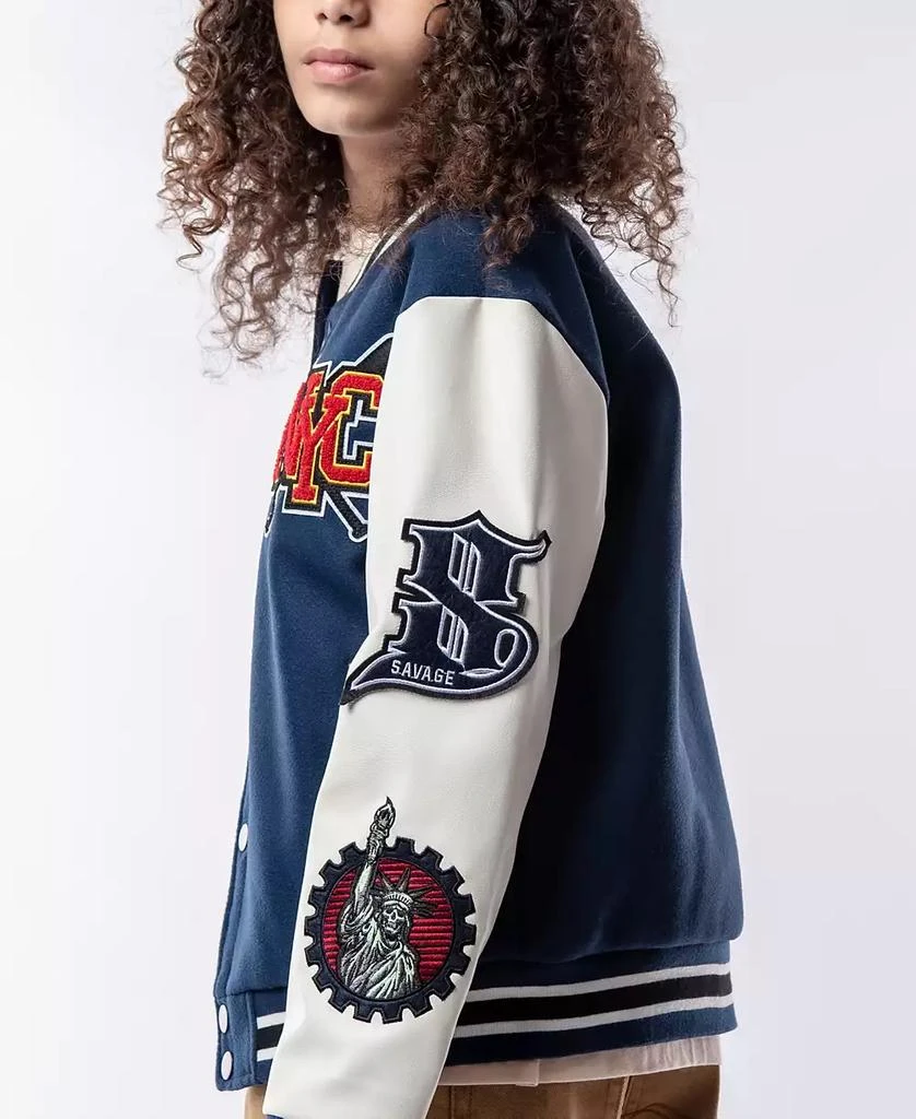 Ring of Fire Big Boys Woolen Varsity Jacket with Polyurethane Sleeves and Patches 3
