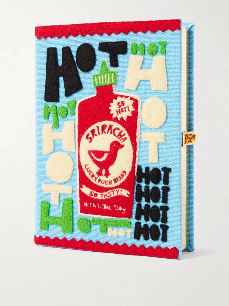 Olympia Le-Tan Sriracha Embroidered Appliquéd Cotton, Wool And Silk-blend Canvas Clutch