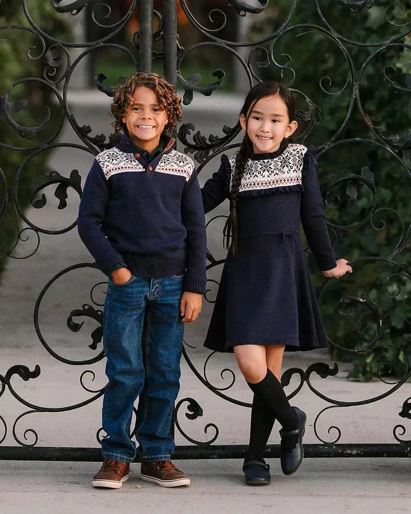 Hope
Henry Baby Girls Organic Ruffle Collar Fair Isle Yoke Sweater Dress 3