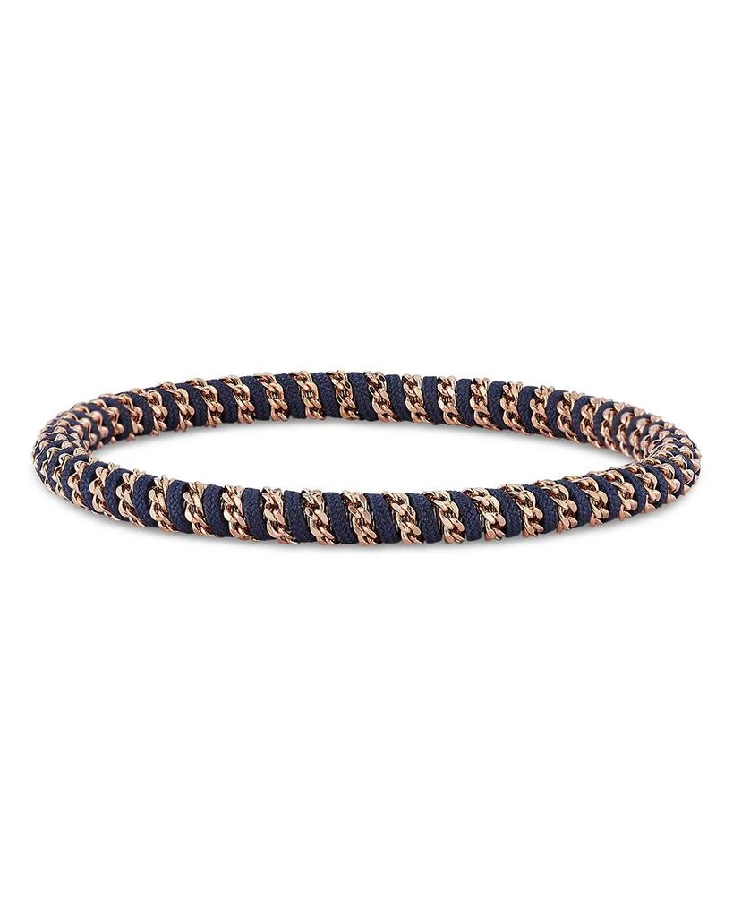 Roberto Demeglio Men's 18K Rose Gold Gio Navy Blue Nautical Cord Stretch Bracelet 1