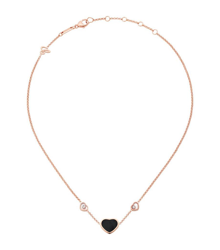 Chopard Rose Gold, Diamond and Onyx Happy Hearts Pendant