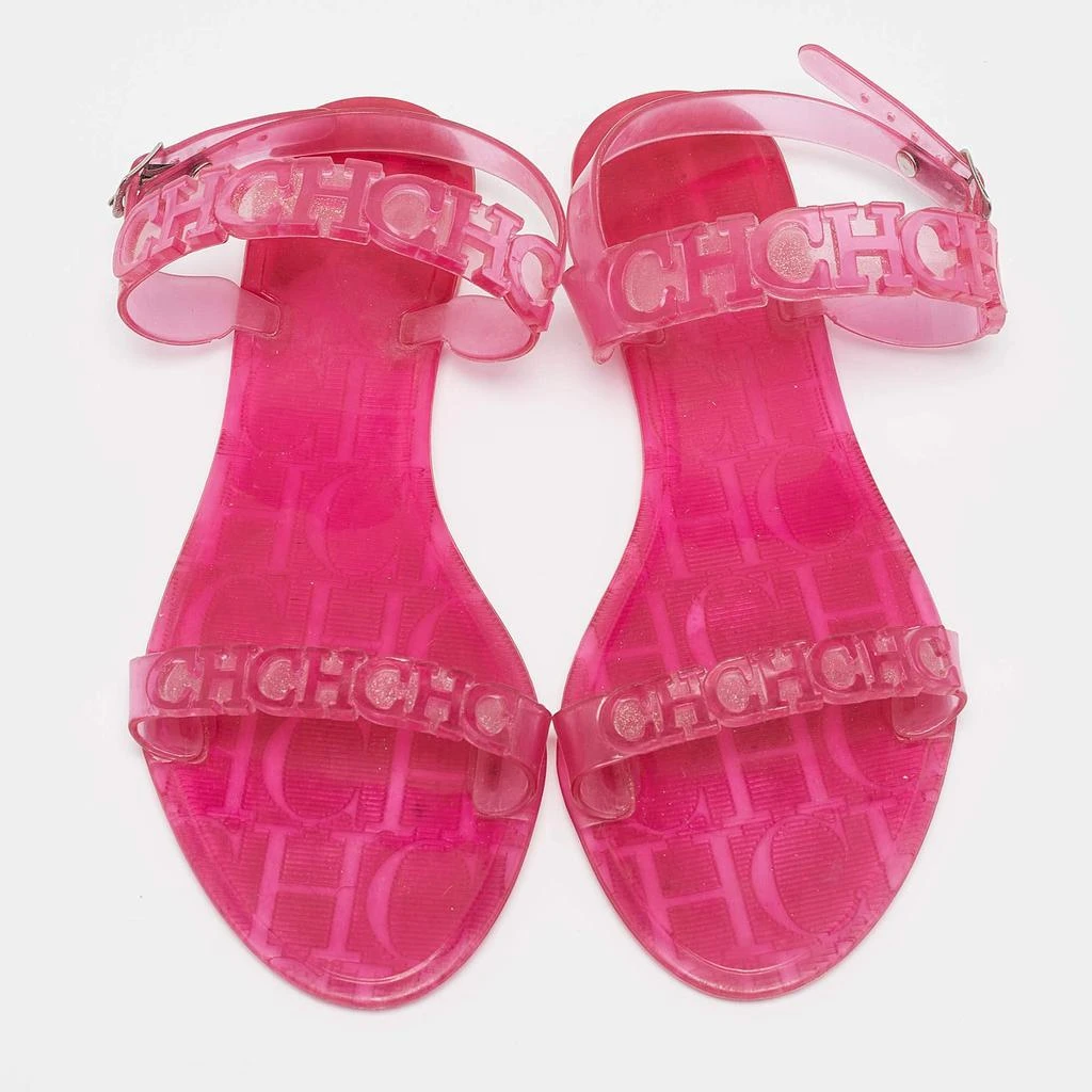 CH Carolina Herrera CH Carolina Herrera Pink Jelly Ankle Strap Flat Sandals Size 37 3