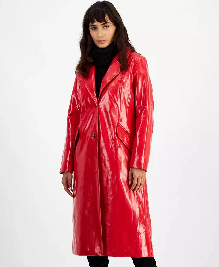 Bar III Women's Patent Snap-Front Trench Coat, Created for Macy's 1