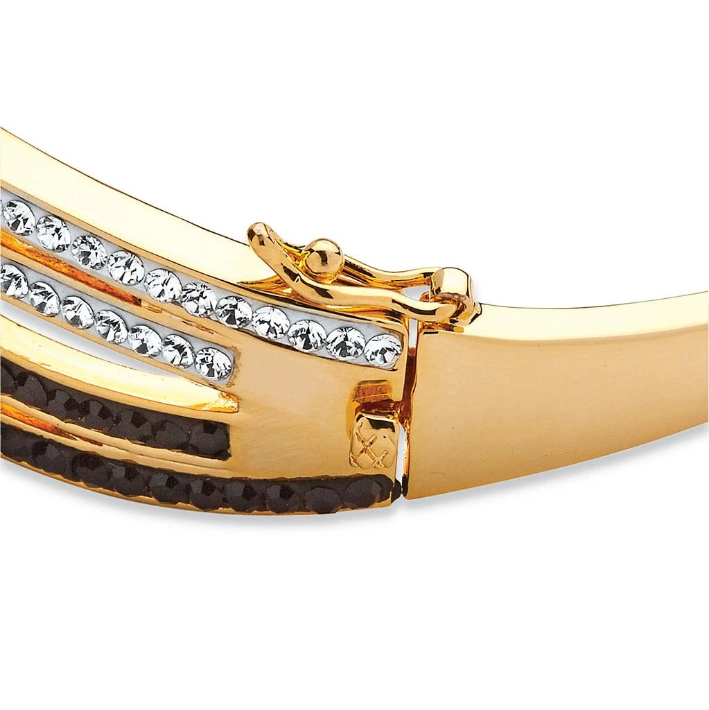 Palm Beach Jewelry Black 
White Crystal Bangle Bracelet Gold-Plated 8 inch 2