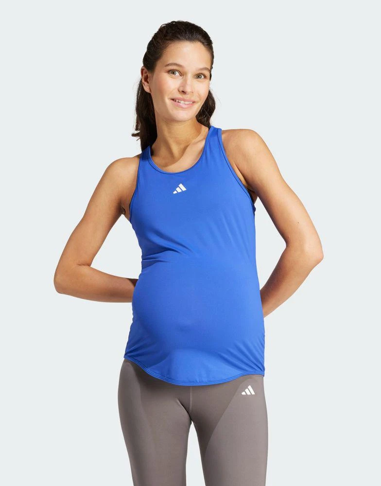 adidas performance adidas Performance Maternity Aeroready train essentials slim-fit tank top in blue