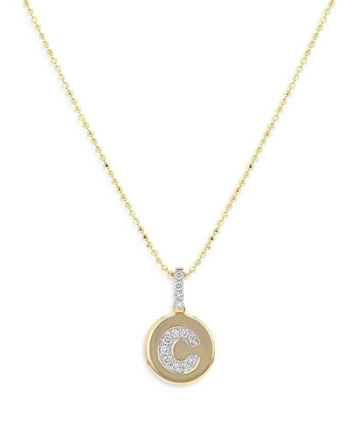 Bloomingdale's Diamond Accent Initial "C" Disc Pendant Necklace in 14K Yellow Gold, 0.05 ct. t.w. - Exclusive 1