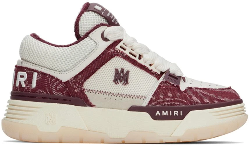 AMIRI Burgundy & Off-White Bandana Denim MA-1 Sneakers 1