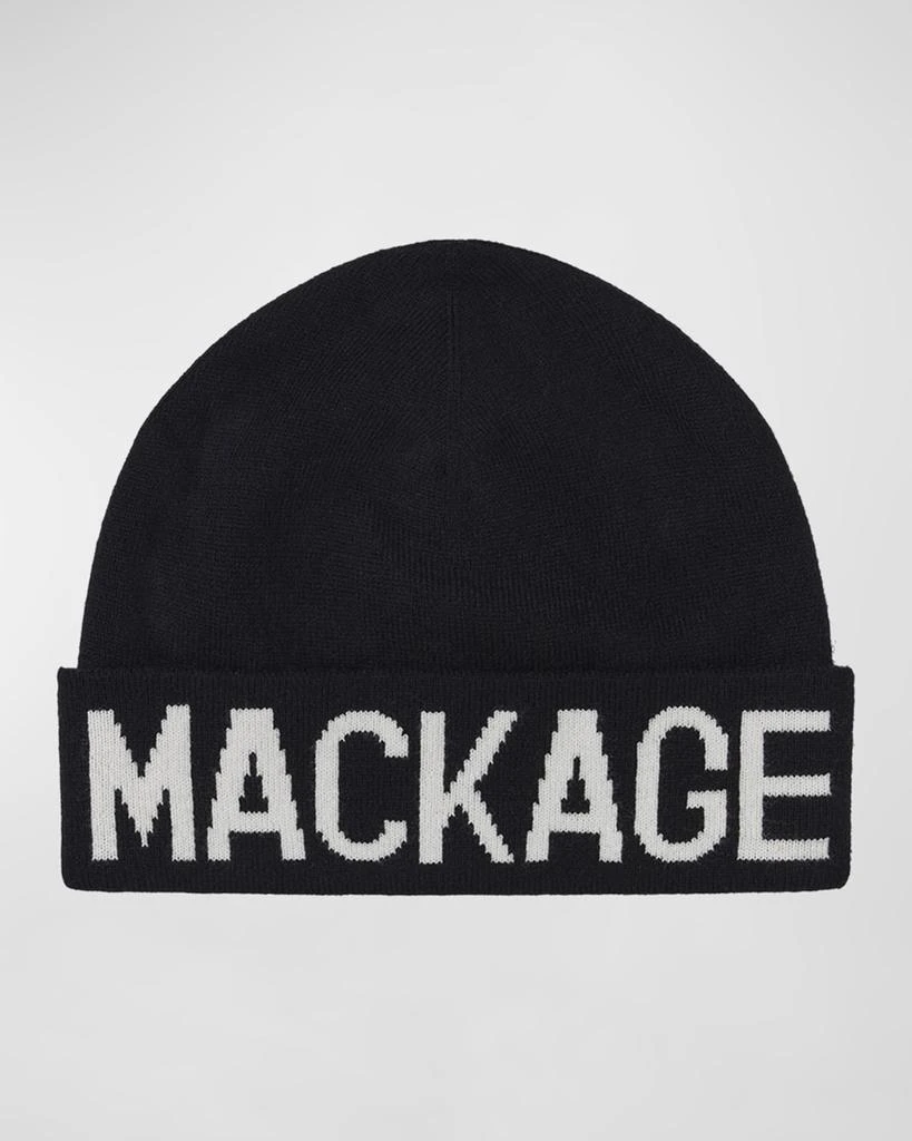 Mackage Men's Kiko Wool-Knit Logo Beanie Hat 1
