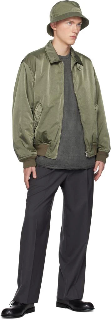 YLÈVE Khaki Nylon Twill Bomber Jacket 4