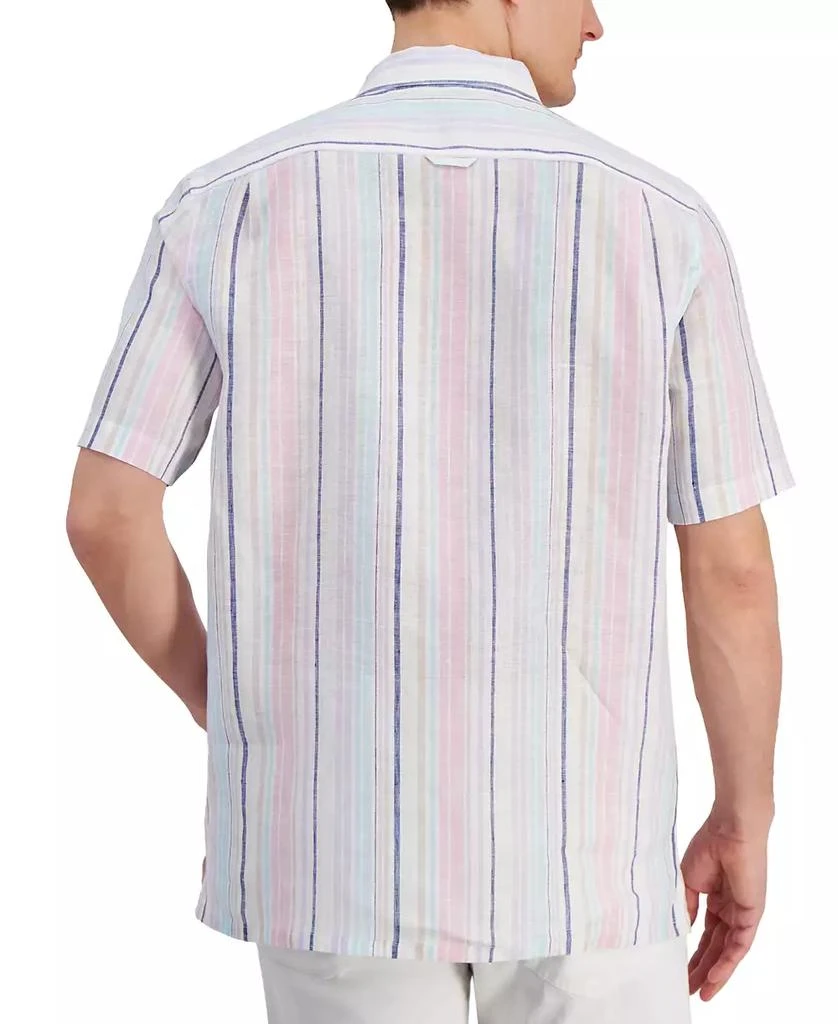 Club Room Men's Dart Striped Short-Sleeve Linen Shirt, Created for Macy's 2