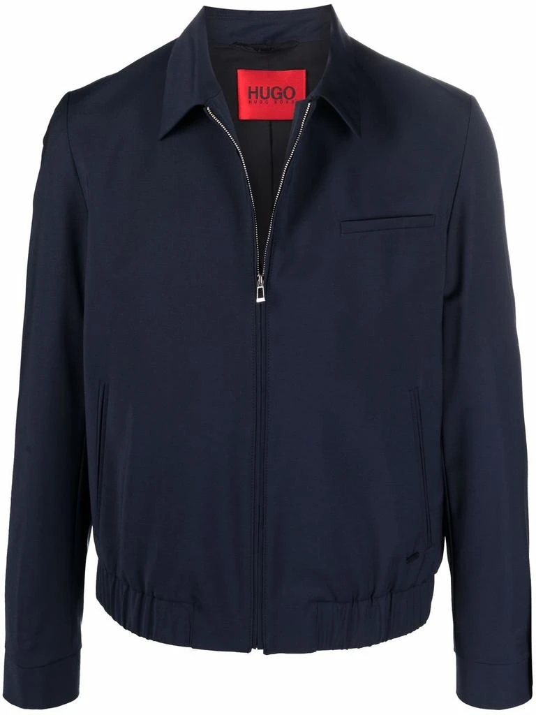 HUGO classic-collar zip-up jacket - men -  -  - Blue 1