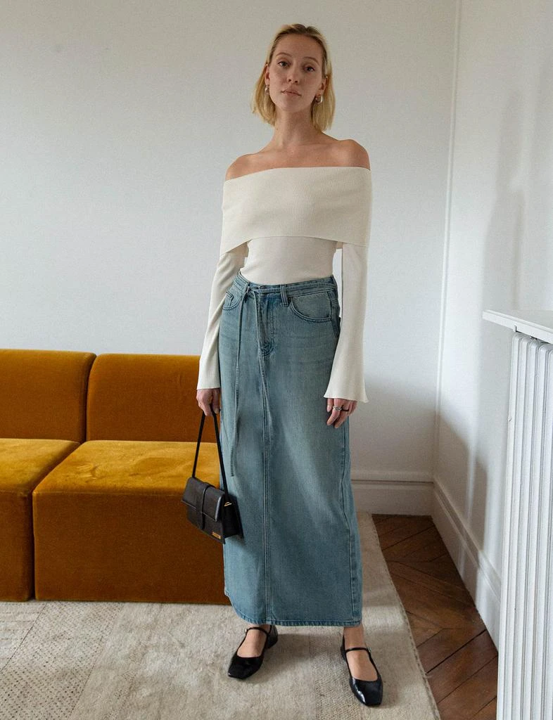 Pixie Market Maxi Belt-Tie Denim Skirt 6