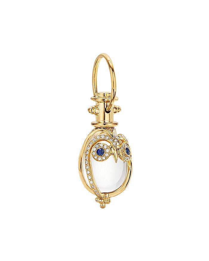 Temple St. Clair 18K Yellow Gold Multi-Gemstone 
Diamond Owlet Pendant