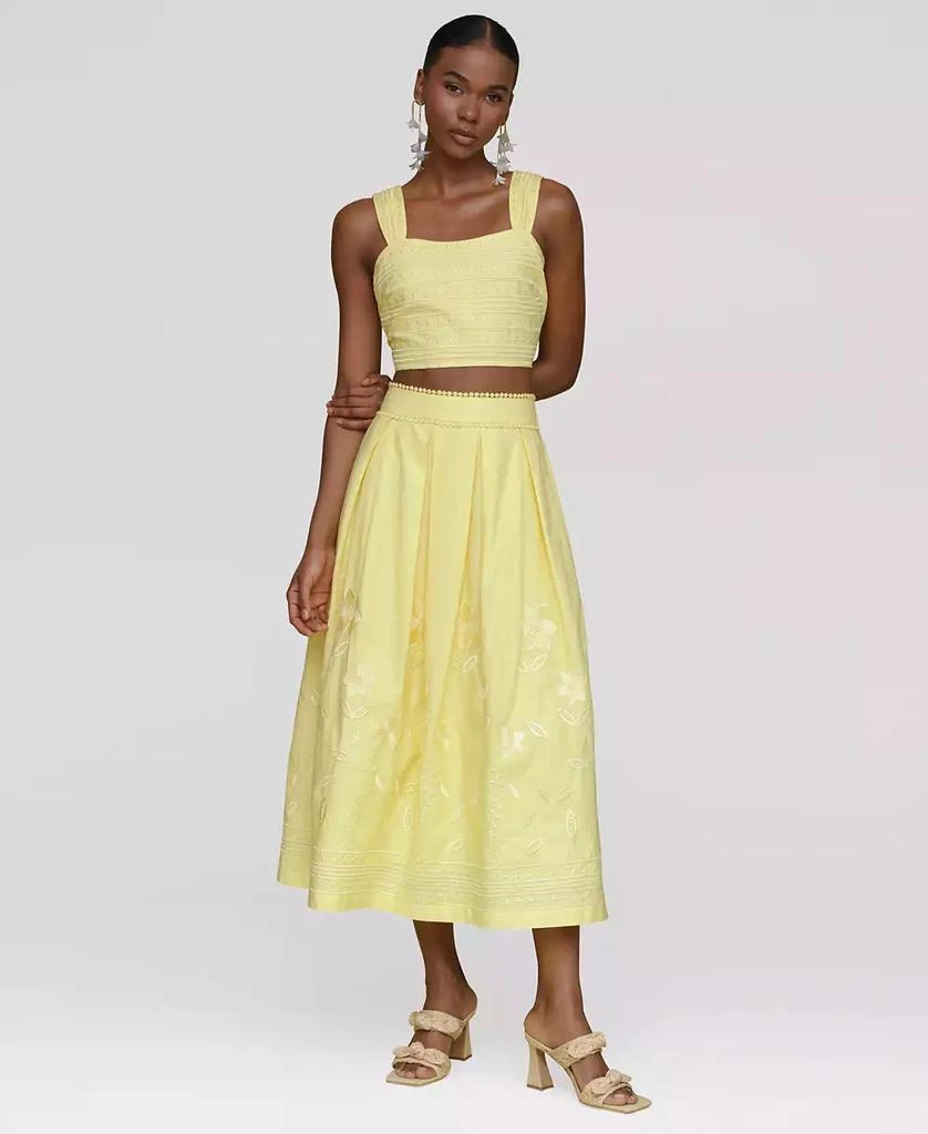 Avec Les Filles Women's Cotton Embroidered Midi Skirt 8